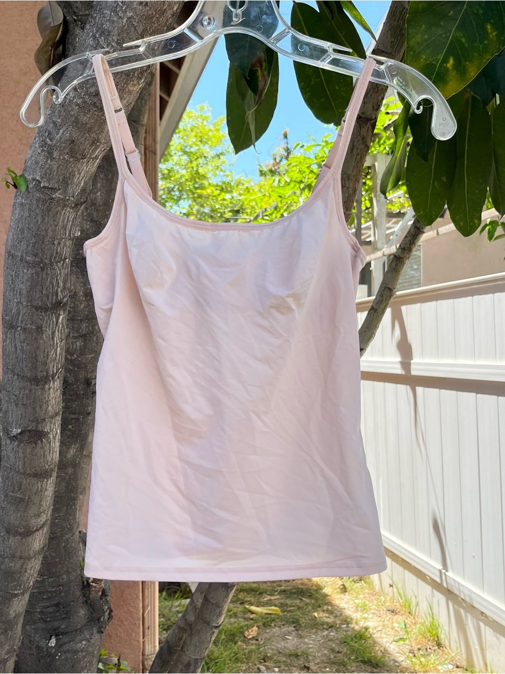 Vintage Olga Nude Fitted Tank Top with a Built in Bra .